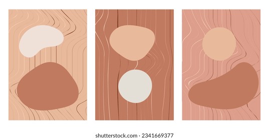 Minimalist Boho style background set with textured designs wall decor set cover design abstract boho colors and lines vector dark and light