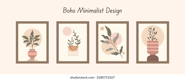 minimalist boho vector design with pastel colors