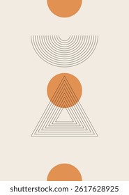 Minimalist boho wall art with geometric shapes and earthy tones. Perfect for interior decor, prints, and digital designs