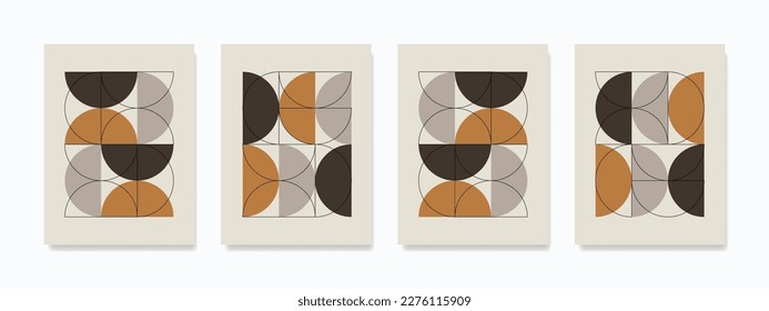 Minimalist boho-style wall art with dynamic geometric shapes, including semicircles and circles in a variety of nature-inspired colors. It is a great choice for room decoration.