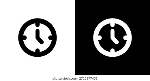 Icono de reloj minimalista en negrita con ilustración de manos de hora y minuto