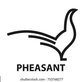 Minimalist bold line icon of pheasant. Abstract Logo template of pheasant. Vector illustration.