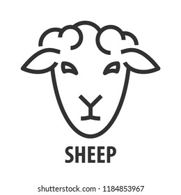 Minimalist bold line icon of sheep. Abstract Logo template of sheep head. Vector illustration.