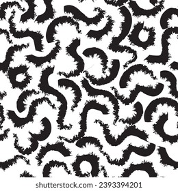 Minimalist bold line seamless pattern. Abstract trendy print with swirl paint brush stroke lines. Artistic stylish vector template for background design. Chaotic ink brush scribbles decorative texture