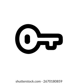 Minimalist Bold Outline Key Shape Security Access Symbol Icon