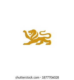Minimalist, bold and a strong gold colored lion, signifying strength and wisdom.