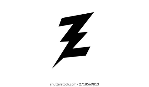 Una Ilustración vectorial minimalista y atrevida que muestra un rayo negro estilizado contra un fondo blanco limpio. Esta sorprendente Imagen captura la esencia del poder y la energía, haciéndola