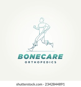 minimalist bone care orthopedic line art icon logo template vector illustration design. simple modern orthopedic clinics, physical therapists and rehabilitation centers logo concept