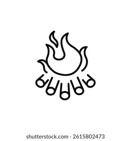 Minimalist bonfire illustration on white backdrop for camping designs