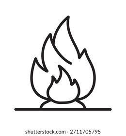 Icono de línea de hoguera minimalista. Ilustración vectorial de una llama de fogata apta para logos, símbolos y Elementos de Diseño web.
