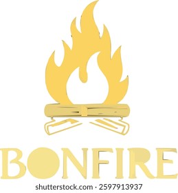 Minimalist Bonfire Silhouette - Night of Flames