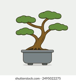 Minimalist bonsai tree vector design