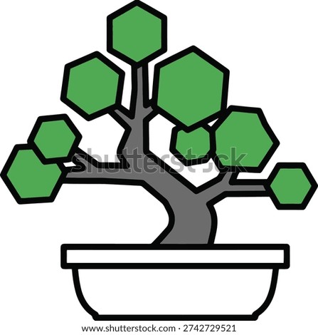 Minimalist Bonsai Tree in White Pot: Evoking Tranquility, Growth, and Simple Natural Beauty