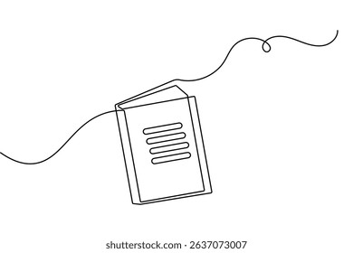 Minimalist book drawing  single  one line art isolated vector
design