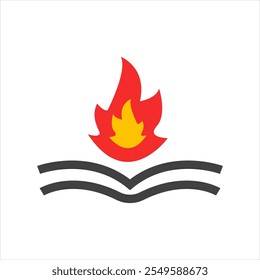minimalist book fire logo design