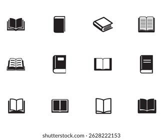 Conjunto Minimalista de Ícones de Livro - Biblioteca Plana de Vetores, Leitura e Símbolos de Educação, Arquivo de Vetor