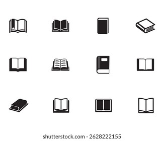 Minimalist Book Icons Set – Flat Vector Library, Reading, and Education Symbols, Vector File