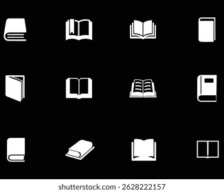 Conjunto Minimalista de Ícones de Livro - Biblioteca Plana de Vetores, Leitura e Símbolos de Educação, Arquivo de Vetor