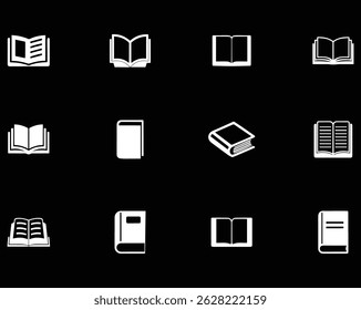 Conjunto Minimalista de Ícones de Livro - Biblioteca Plana de Vetores, Leitura e Símbolos de Educação, Arquivo de Vetor