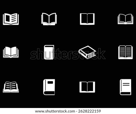 Minimalist Book Icons Set – Flat Vector Library, Reading, and Education Symbols, Vector File