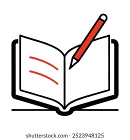 Minimalist Book and Pen Illustration.