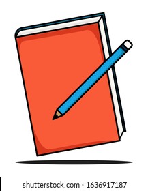 minimalist book pencil and ruler flat design illustration 