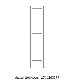 Vista lateral minimalista del estante del libro con líneas limpias y proporciones equilibradas. Ideal para conceptos de diseño de interiores, catálogos de muebles y visualización arquitectónica.