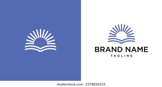 minimalist book and sunshine logo on white background 
