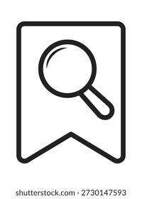 Un diseño minimalista de marcadores con un símbolo de lupa, perfecto para los amantes de la lectura y la investigación.
