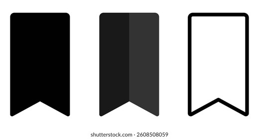 Minimalist Bookmark Icon Set in Black. Vector Illustration. EPS 10