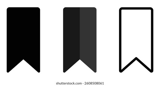 Minimalist Bookmark Icon Set in Black. Vector Illustration. EPS 10