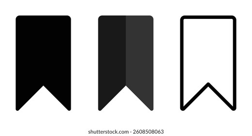 Minimalist Bookmark Icon Set in Black. Vector Illustration. EPS 10