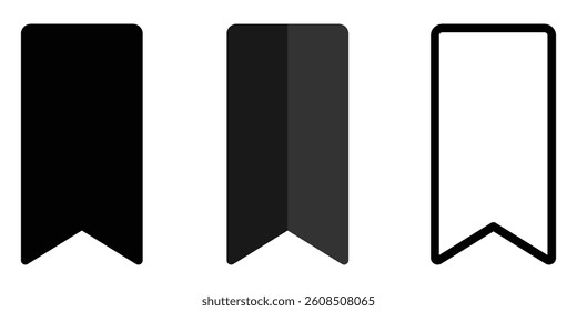 Minimalist Bookmark Icon Set in Black. Vector Illustration. EPS 10