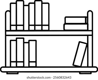 Minimalist Bookshelf Line Art Vector Illustration Design