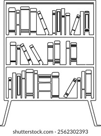 Minimalist Bookshelf Line Art Vector Illustration Design for Modern Decor and Creative Projects.