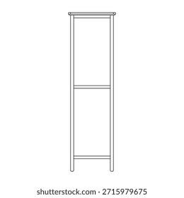 Minimalistische Seitenansicht der Bibliothek mit klaren Linien und modernen Proportionen. Geeignet für Raumkonzepte, Möbelkataloge und architektonische Visualisierung.