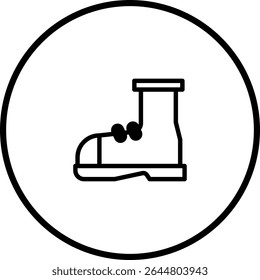 Diseño minimalista del icono de la bota dentro de un marco del círculo, conveniente para las interfaces móviles del App