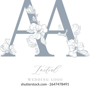 Monograma de AA Botânico Minimalista para Marcas de Casamento