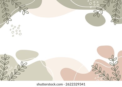 Minimalist Botanical Abstract Frame Background Illustration.Perfect for projects that need a soft, nature-inspired aesthetic, including invitations, digital art and background