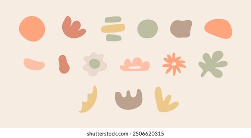 Minimalist botanical art with modern abstract illustration in vector design, featuring floral shapes and tropical elements set with creative nature-inspired patterns and textured backgrounds.