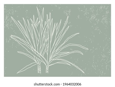 Minimalist botanical branch with leaves abstract collage