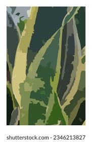 Minimalist botanical composition with leaf texture abstract collage