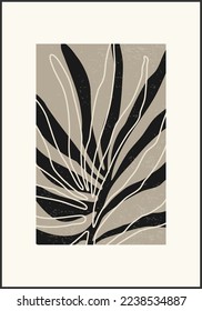 Minimalist botanical composition with leaves abstract collage