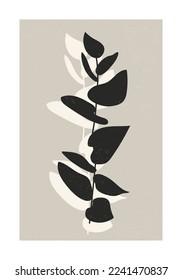 Minimalist botanical composition with leaves abstract collage