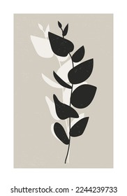 Minimalist botanical composition with leaves abstract collage