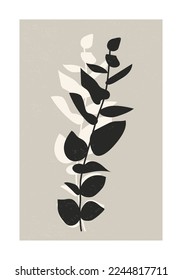 Minimalist botanical composition with leaves abstract collage