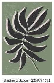 Composición botánica minimalista con colaje abstracto de hojas