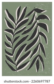 Minimalist botanical composition with leaves abstract collage