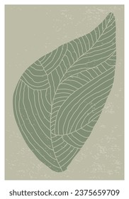 Minimalist botanical composition with leaves abstract collage