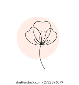 Arte de linha contínua de flor botânica minimalista, elemento de design de cartão floral moderno